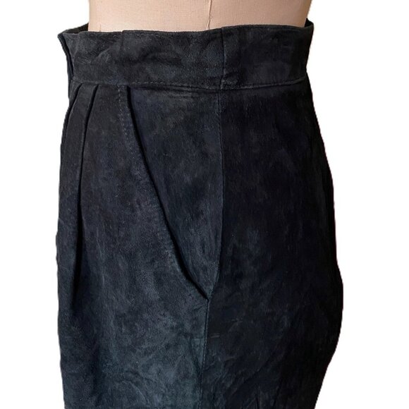 Vintage Danier leather suede black maxi snap button down skirt - Picture 12 of 16